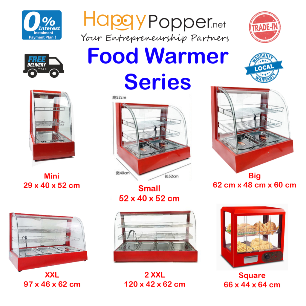 Happypopper Commercial Big Fried Chicken Egg tart Food Warmer Heater heating Display Showcase Double Deck 商用台式蛋挞保温柜