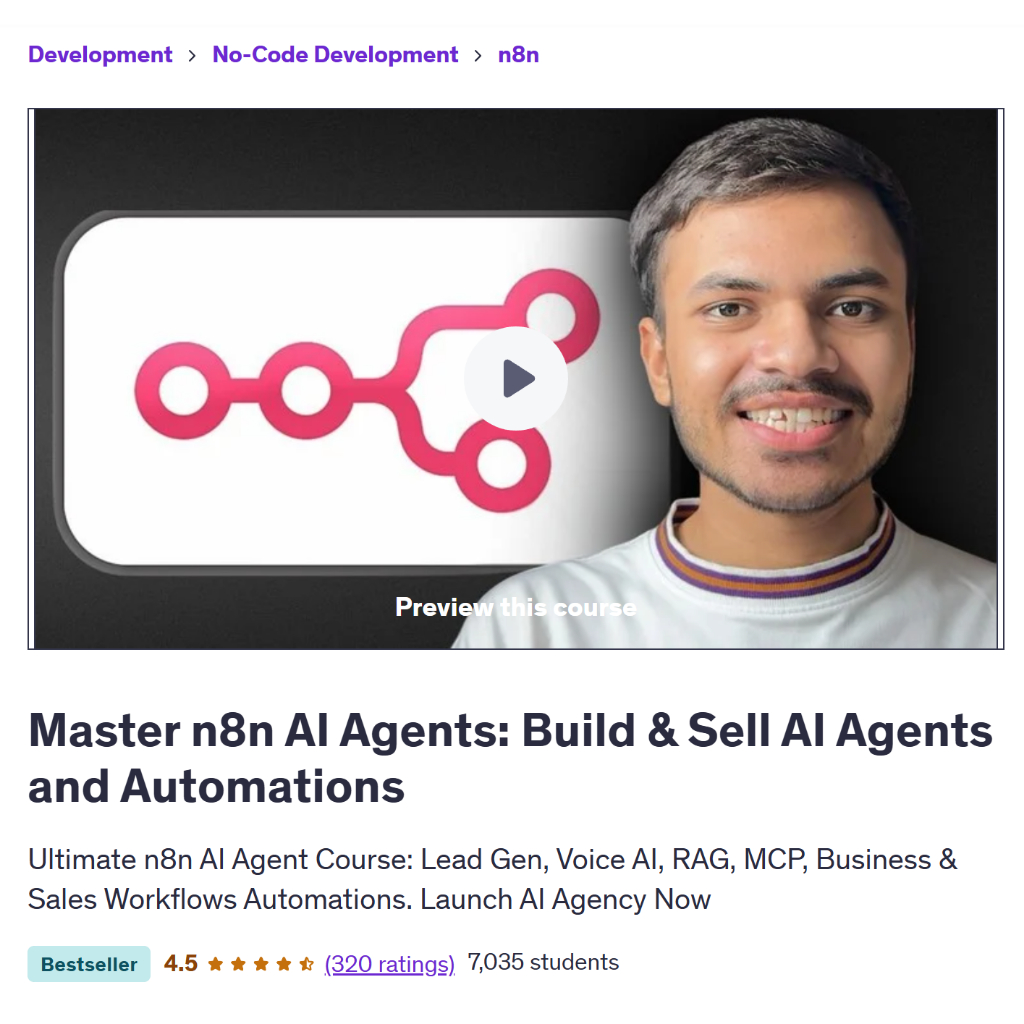 Ai n8n Video Course-Master n8n AI Agents: Build & Sell AI Agents and Automations