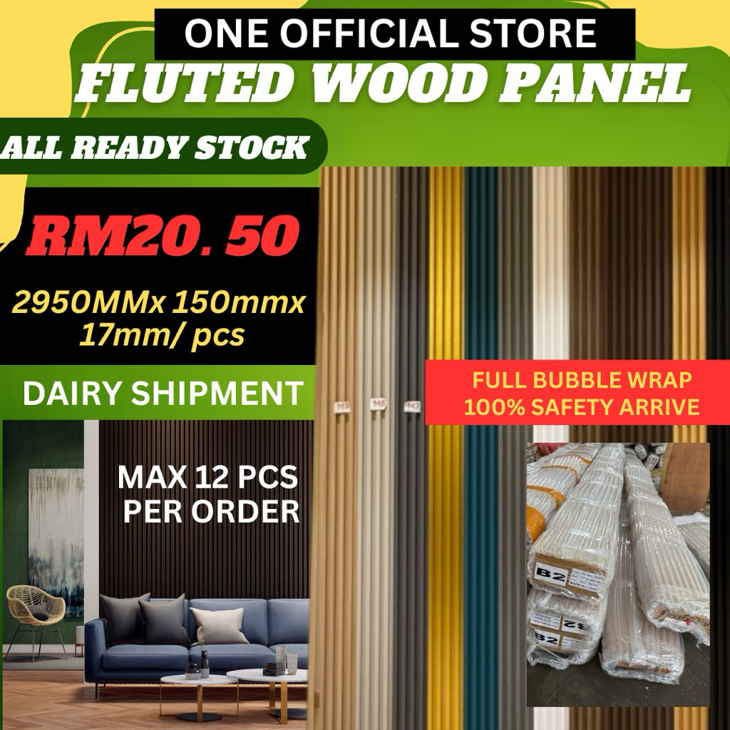 【Harga Kilang • Ready Stock】 PVC Fluted Wood Panel Fluted Wall Decor Wall dinding Wall Board