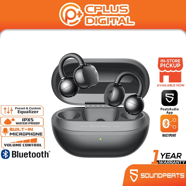 SoundPEATS Pop Clip Innovative Open-Ear Clip-On Bluetooth 5.4 Wireless Earbuds, Lightweight , Secure Fit , IPX5