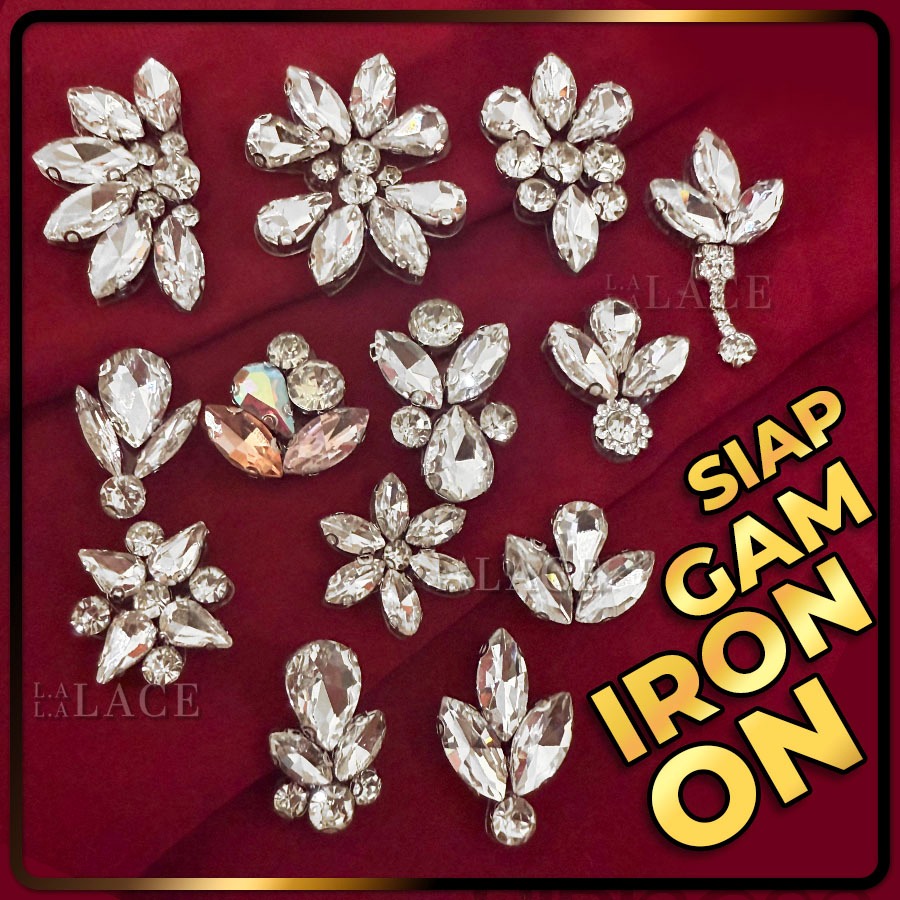 Iron On Chunky Beads Horse Eye Clear Crystal Manik Batu Permata Jahit Baju Kurung LALALACE