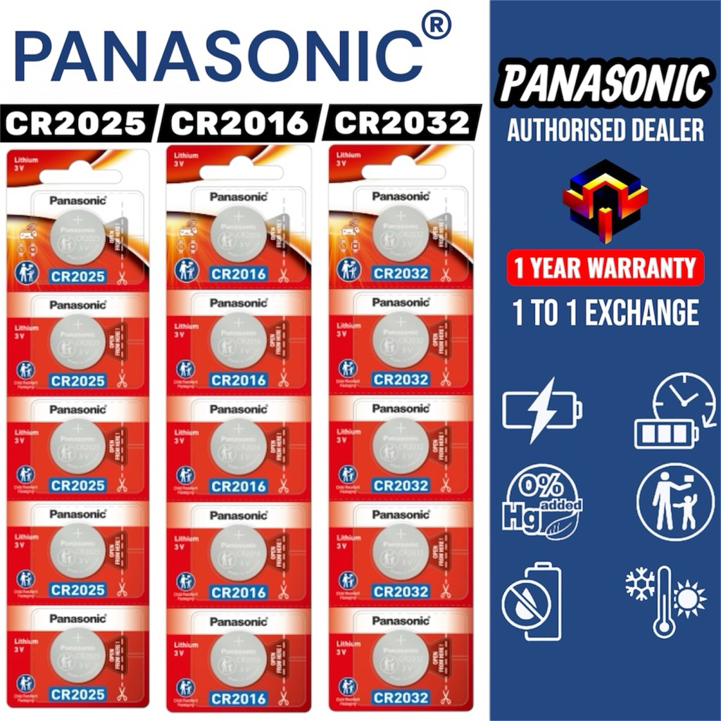 Panasonic Car Remote Battery 5pcs CR2032 CR2025 CR2016 CR1620 CR1632 CR1220 3V Lithium Coin Cell Watch Battery Pack