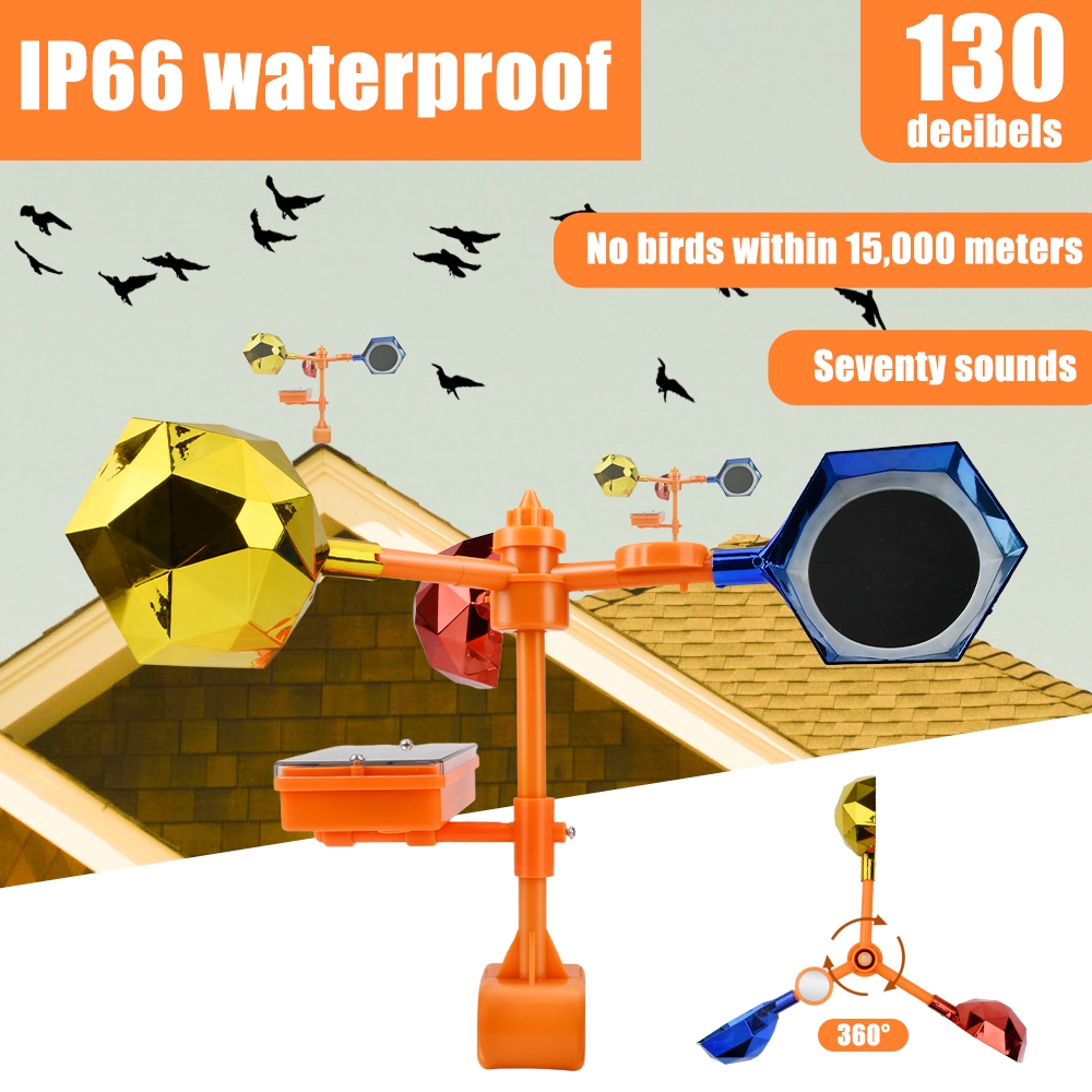 Solar Bird Repellent Penghalau Burung 360° Rotation, Wind Driven ,Reflective Bird Visual Repellent Voice bird repellent