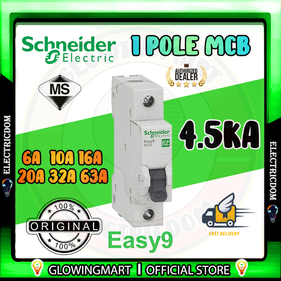 Schneider Easy9 6A 10A 16A 20A 32A 63A 1POLE MCB 4.5kA