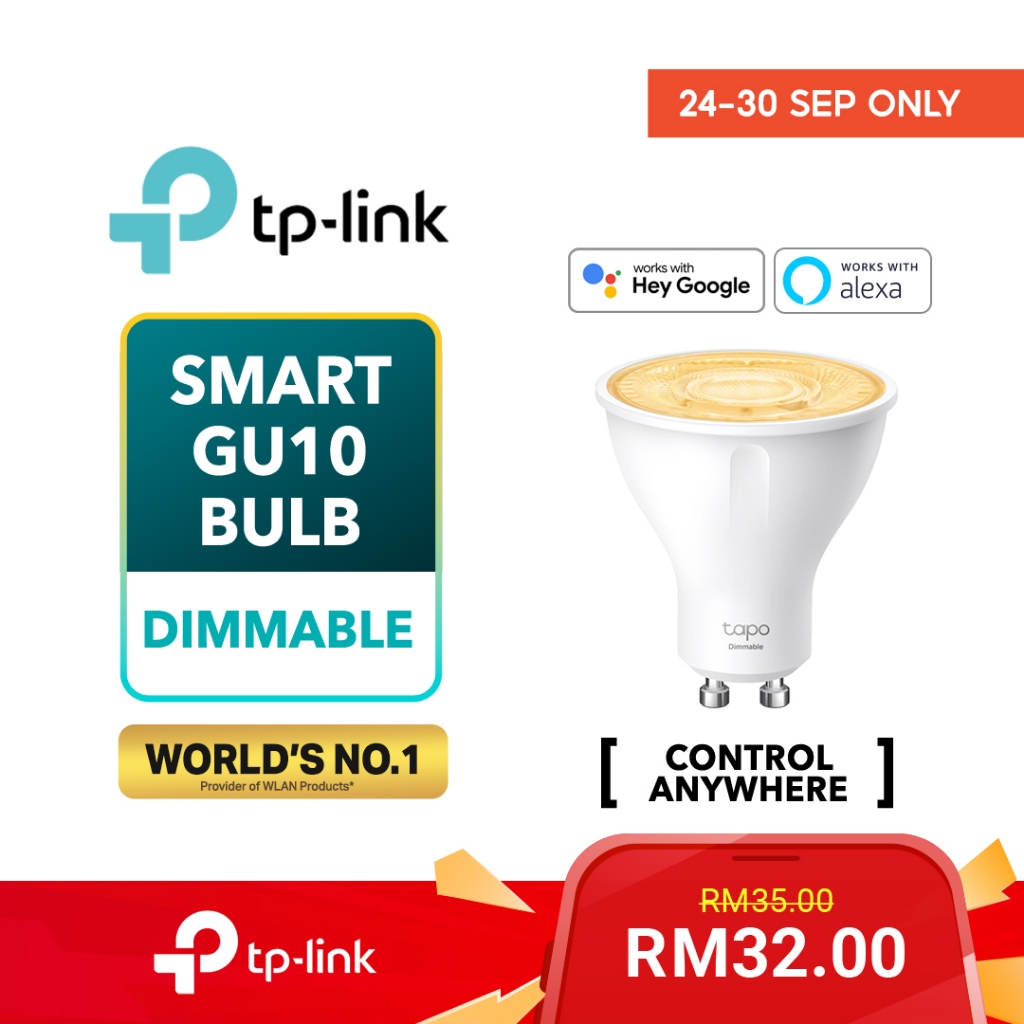 TP-LINK Smart GU10 Wi-Fi & Dimmable Spotlight ( Google Assistant & Alexa/ Voice & Remote Control ) Tapo L610