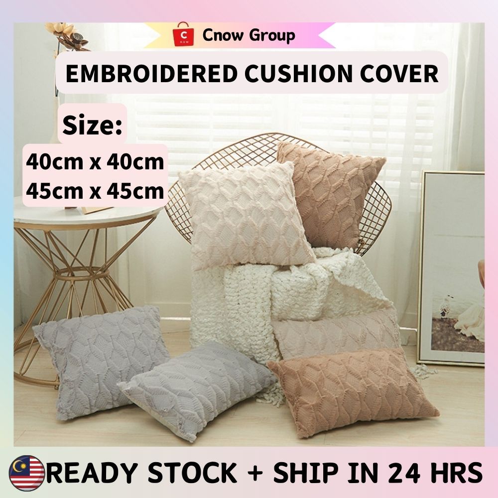 Cushion Cover Pillow Cover Sofa Pillowcase Plush Geometric Embroidered Sarung Bantal Cadar Sofa