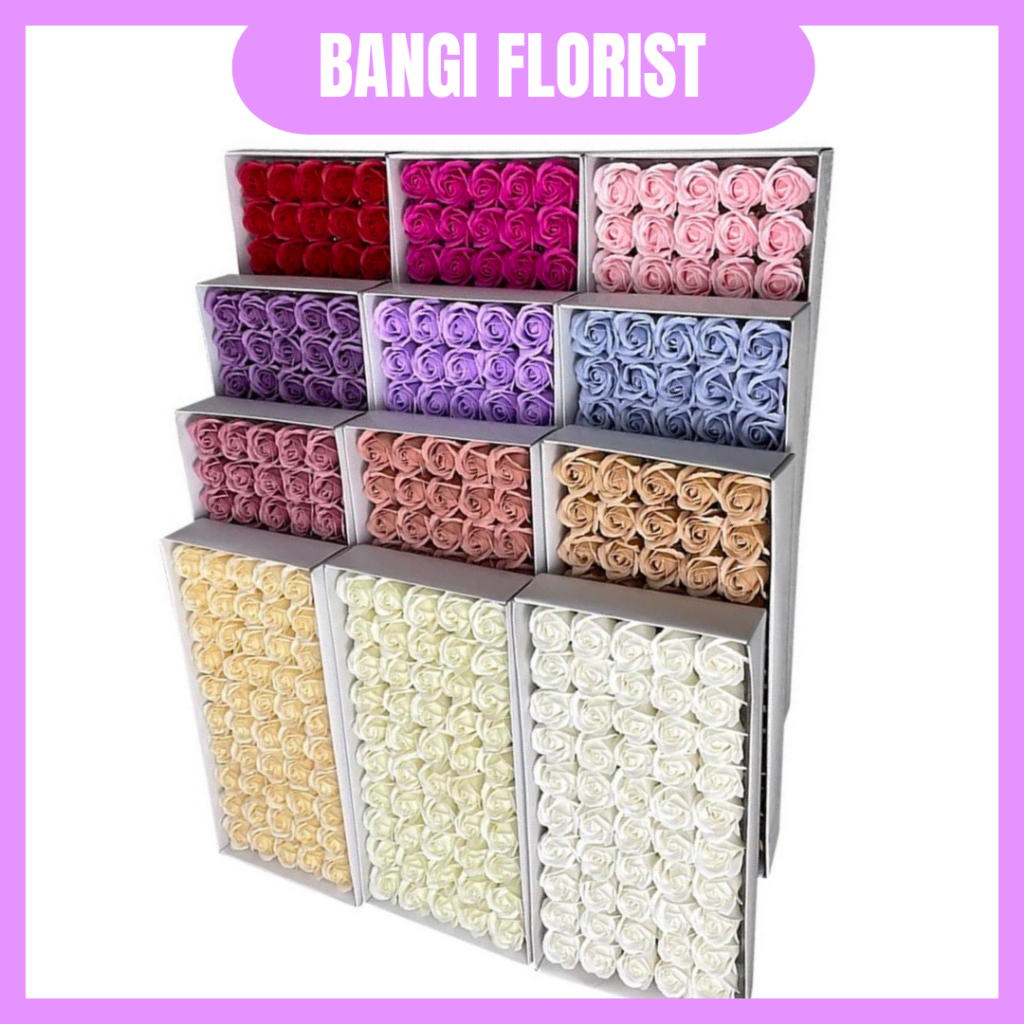 (50PCS) 3 LAYER Rose Soap Flower With Base Fragrant Scent Bouquet Artificial Home Decor Bunga Sabun Wangi 玫瑰肥皂花香皂花