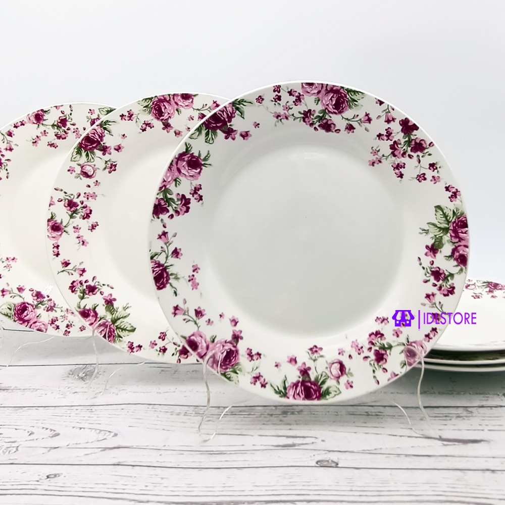 6 Pcs 26.5 cm Fine Porcelain Buffet Dinner Plate Pinggan Makan Pinggan Reka Bunga Pinngan Nasi Pinggan Leper '