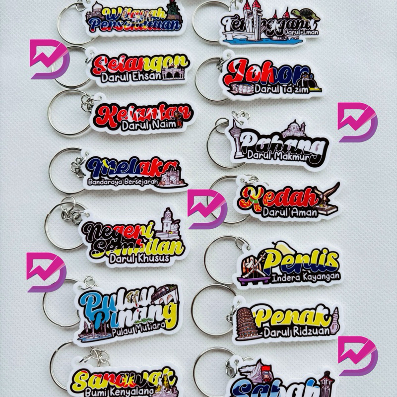 Keychain Malaysia / Malaysia Souvenirs Keychain / Acrylic Keychain Negeri 1 Malaysia