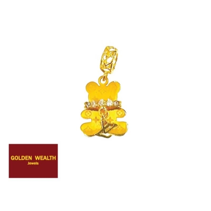 👍916 Gold Luxury Bear Charms Loket Charms Emas 916 品牌小熊黄金吊坠