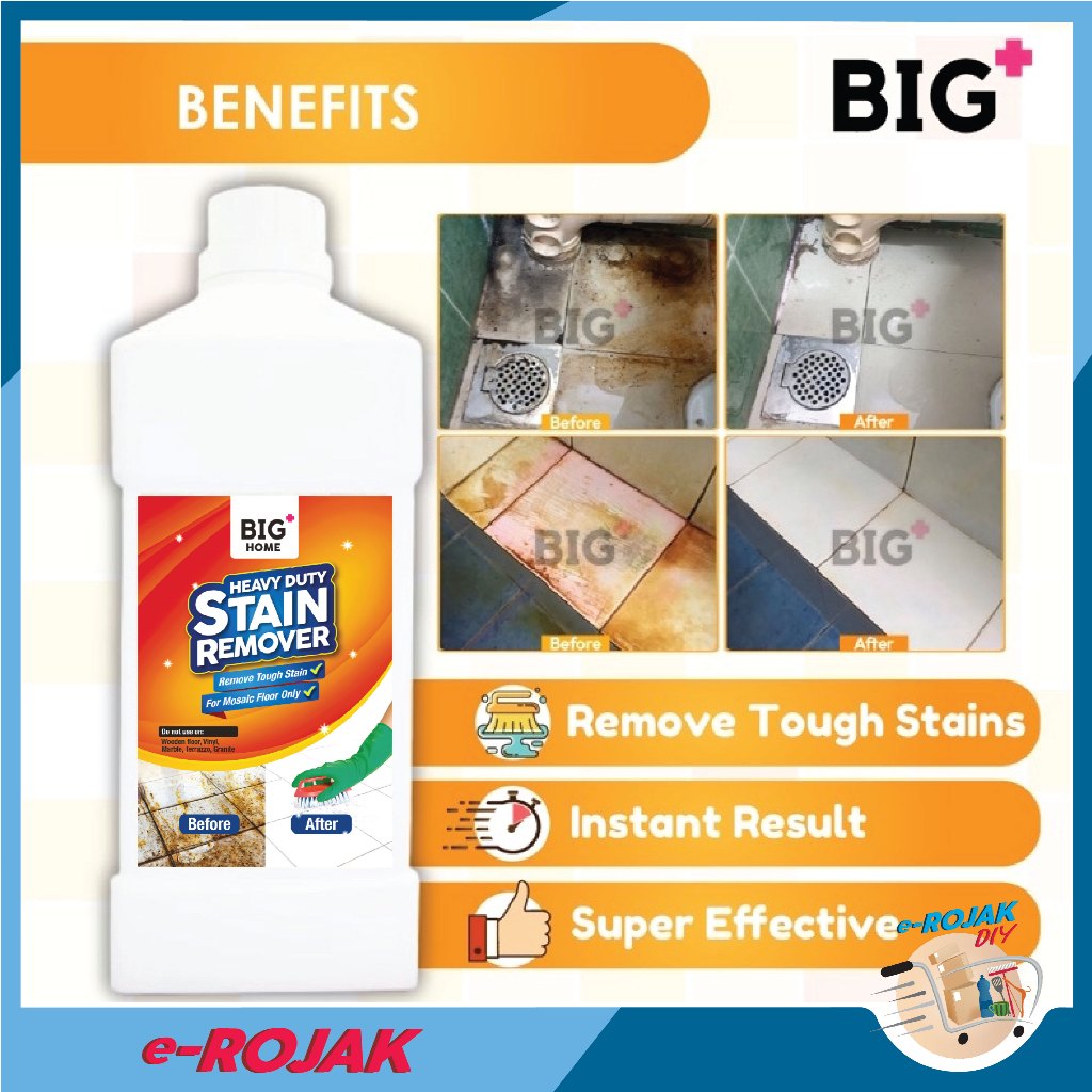 BIG+ Heavy Duty Stain Remover Toilet Bowl Floor Bathroom Cleaner Cement Tile Mop Sabun Lantai Badang重型去污剂 1L 去除顽固污渍和污垢