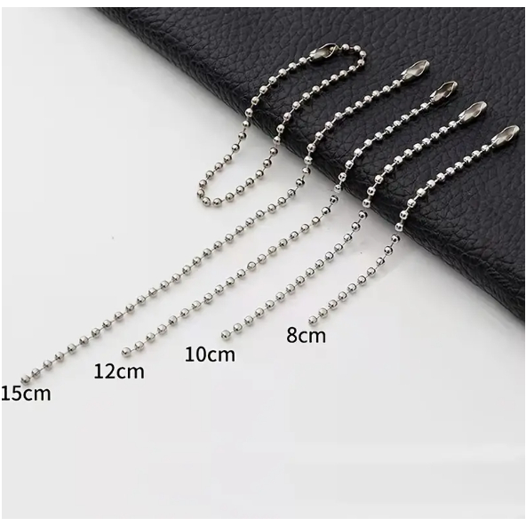 8cm 10cm 12cm 15cm 20cm 2.4mm Silver Ball Keychain Label Hand Tag Connector Links Chain Pendeants DIY Jewerlry Making