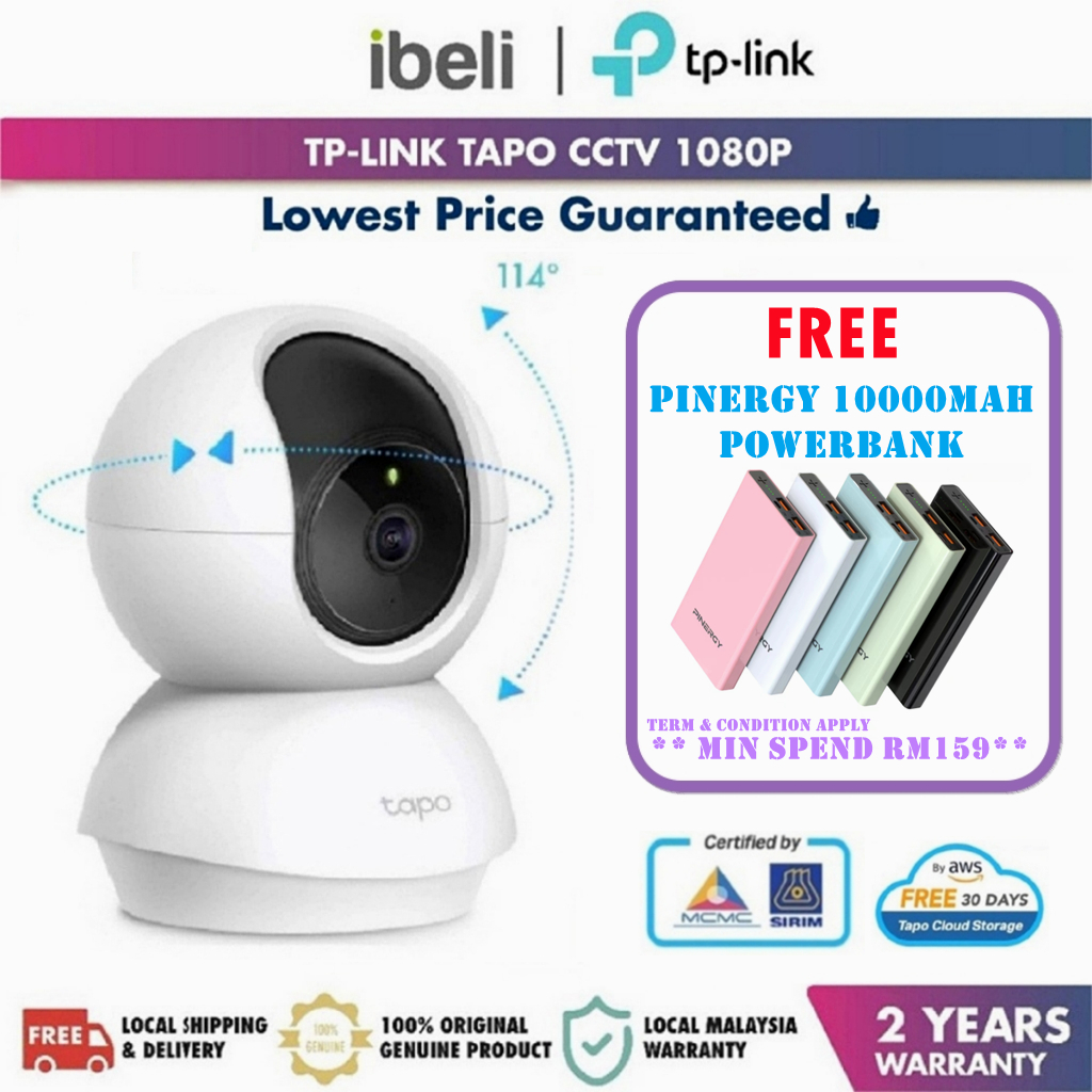 TP-Link Tapo CCTV C200 / C210 / C220/ C100 / C320WS 1080P Full HD Pan/Tilt Wifi Home Security IP Camera CCTV Babycam