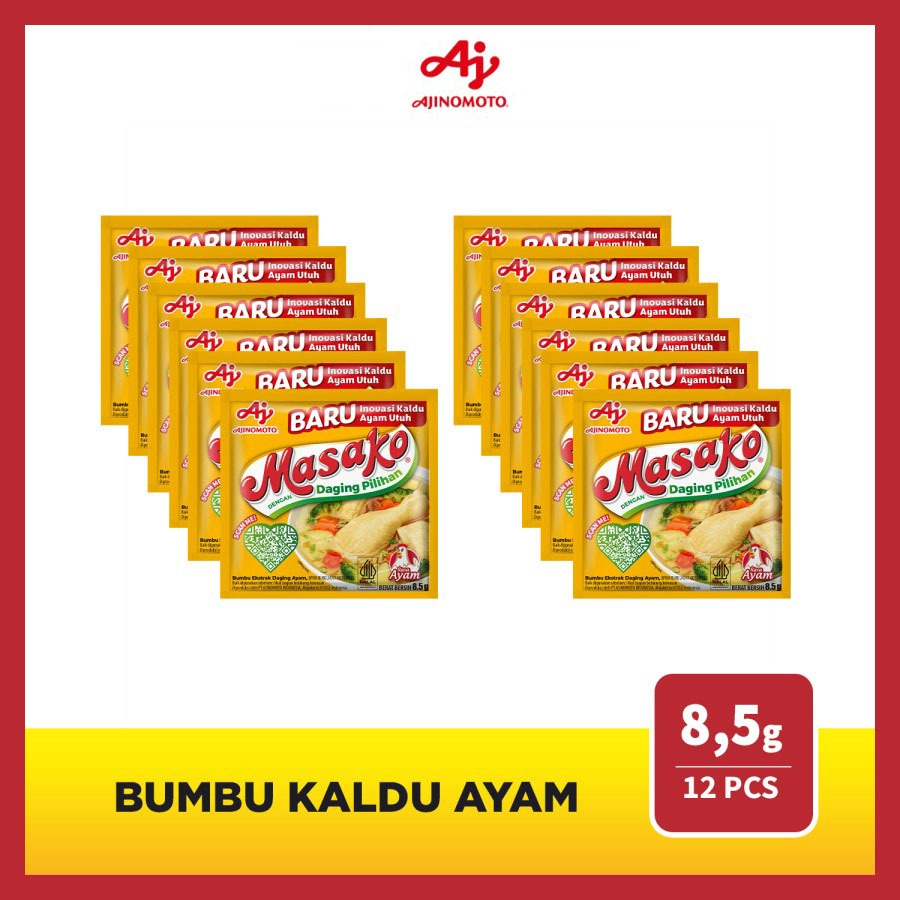 Masako Bumbu Kaldu Ayam Penyedap Rasa 8.5 gram (12pcs)
