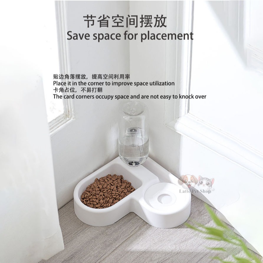 2 in 1 Pet Cat Dog Auto Feeder Food & Water Bowl Kucing Anjing Auto Feeder Mangkuk Makanan & Air