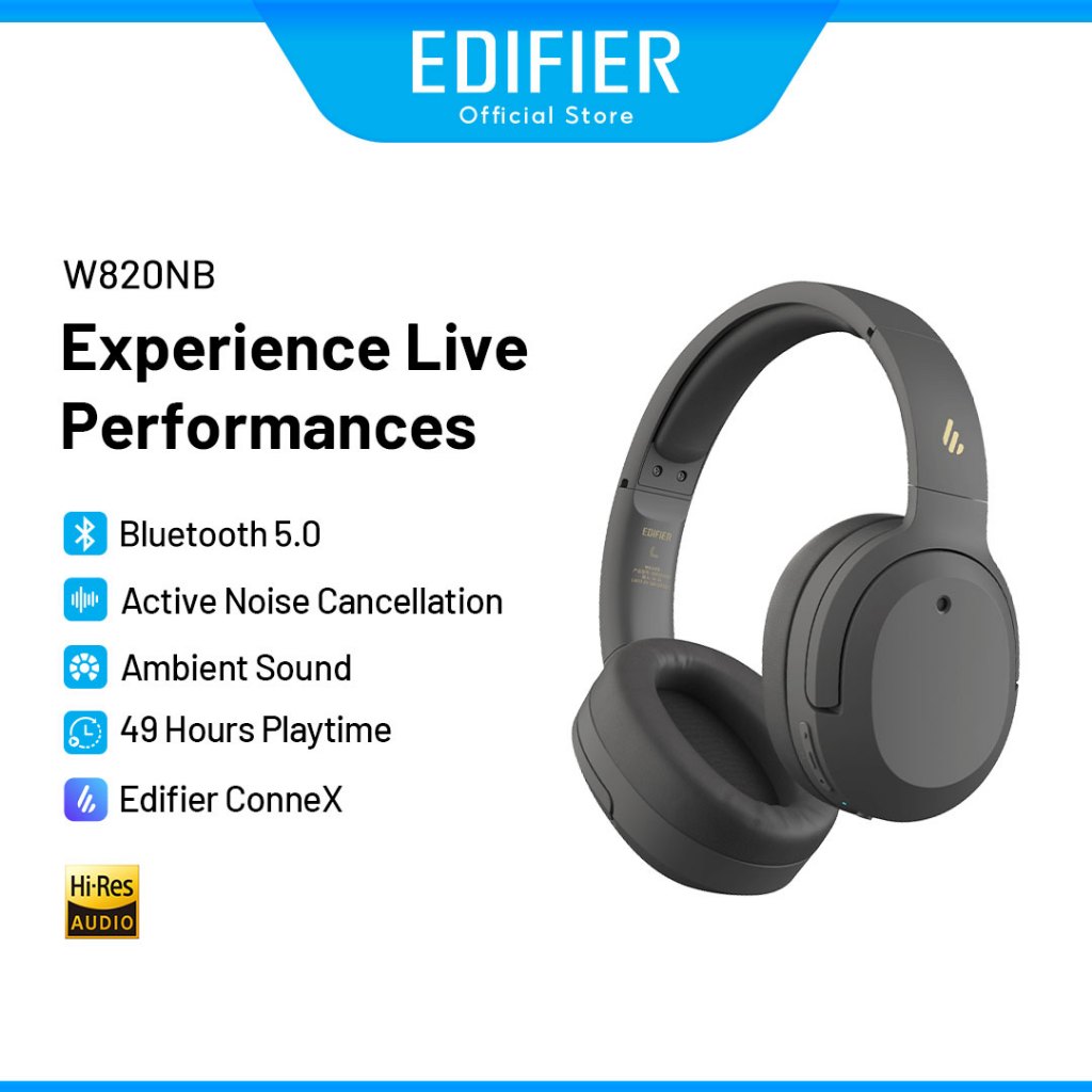 Edifier W820NB/NB Plus -43dB Noise Cancellation Wireless Headphones - Bluetooth | Hi-Res Audio | Edifier Connect