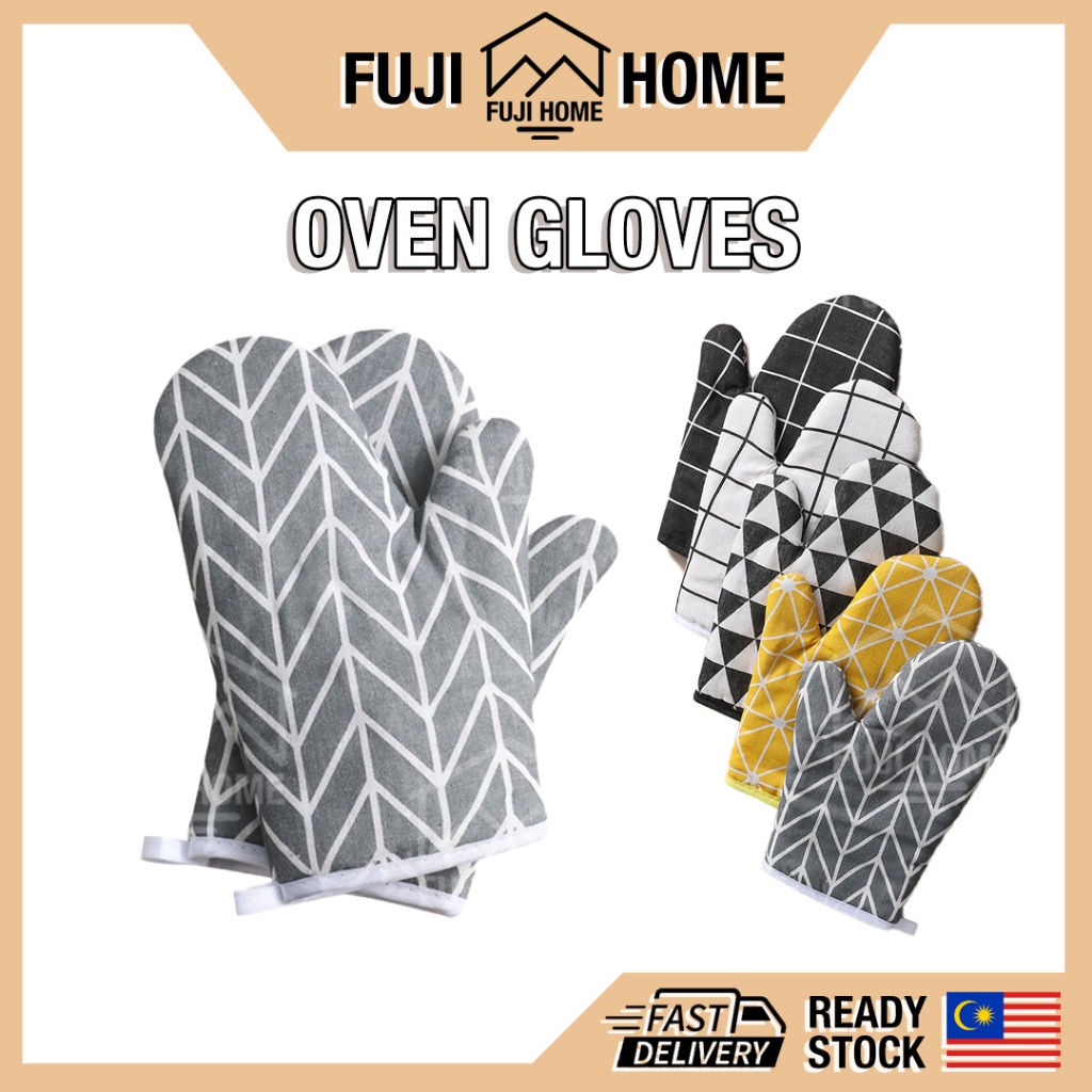 READY STOCKThickened HeatProof Kitchen Gloves Baking Gloves Heat Resistant Oven Mitts Kitchen Cookware Sarung Tangan