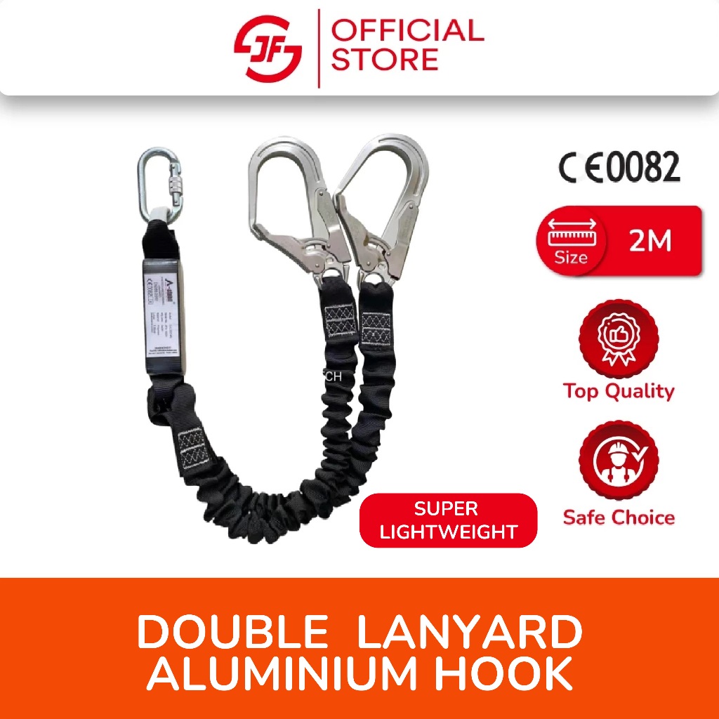A-Stabil Eal30214 Double Spring Lanyard Big Aluminium Hook C/W 1Pc Energy Absorber & 1Pc Carabiner Construction Safety