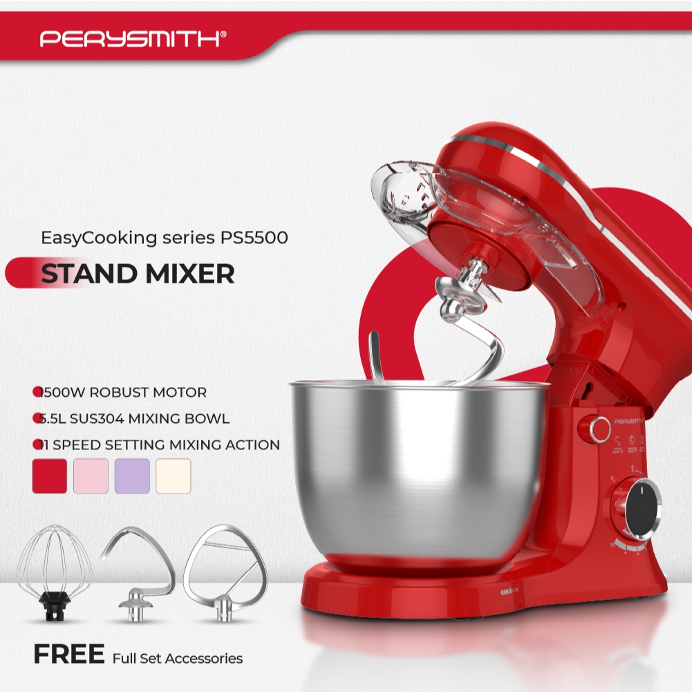 PerySmith PS5500 5.5L Stand Mixer EasyCooking Series (Mesin Adun | mixer cake | dough mixer | mesin uli tepung doh)