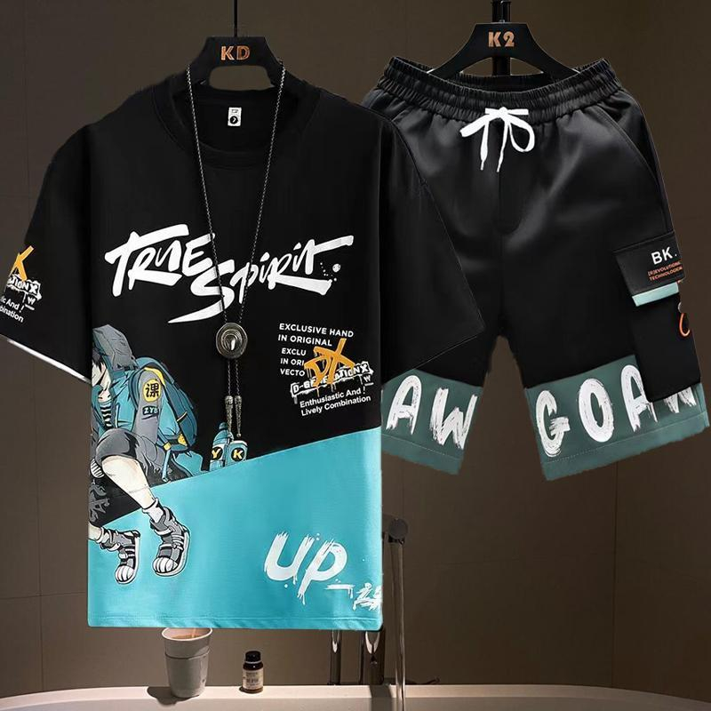 Ready Stock SATU 2PCS Srttrendy Loose short - Sleeved Shorts Fashion T shirt Unisex T Shirt Size Besar（Size S-Size 3XL)