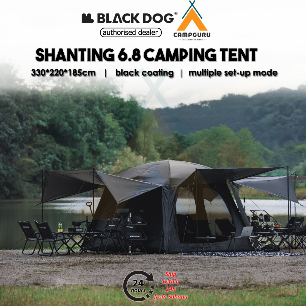 Blackdog ShanTing 6.8 Mountain Yard Camping Tent Easy Set Up CBD2450WS050 Fly Sheet Extension Black Coating PU5000mm