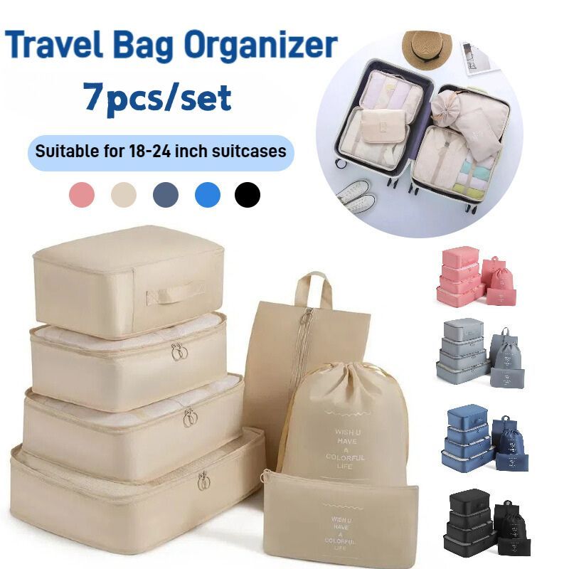 7 in 1 Travel Organizer Storage Bag Clothes Waterproof Luggage Bag With Zipper