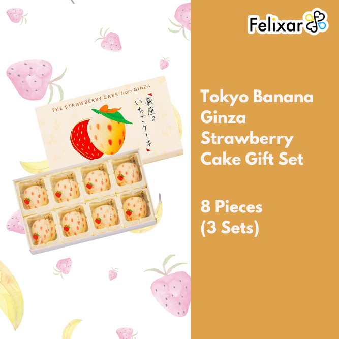Tokyo Banana "Ginza Strawberry Cake" Gift Set - 8 Pieces (3 Sets)