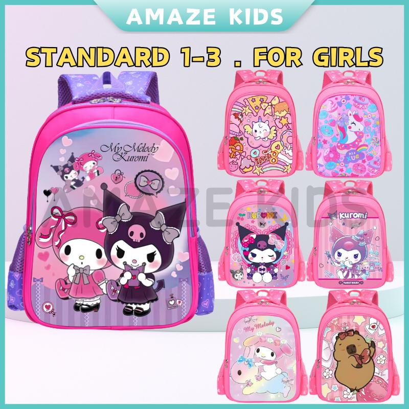 AMAZEKIDS Primary School Bag Girl Kids Waterproof Backpack Bagpack Beg Sekolah Rendah Murah Budak Perempuan Viral 小学生书包女