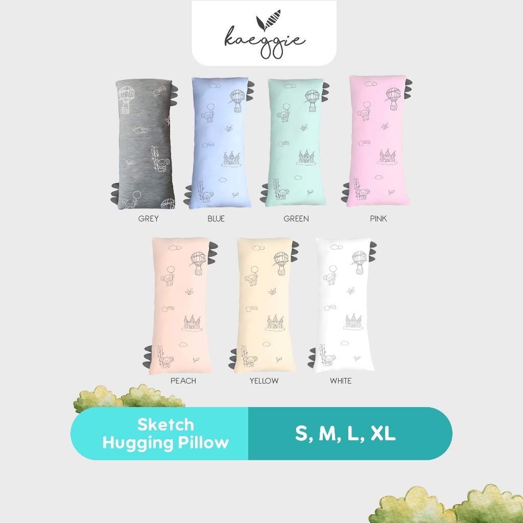 Kaeggie Organic Bamboo Hugging Pillow (Sketch) – Certified, Eco-Friendly & Ultra Soft | Bantal Peluk Organik