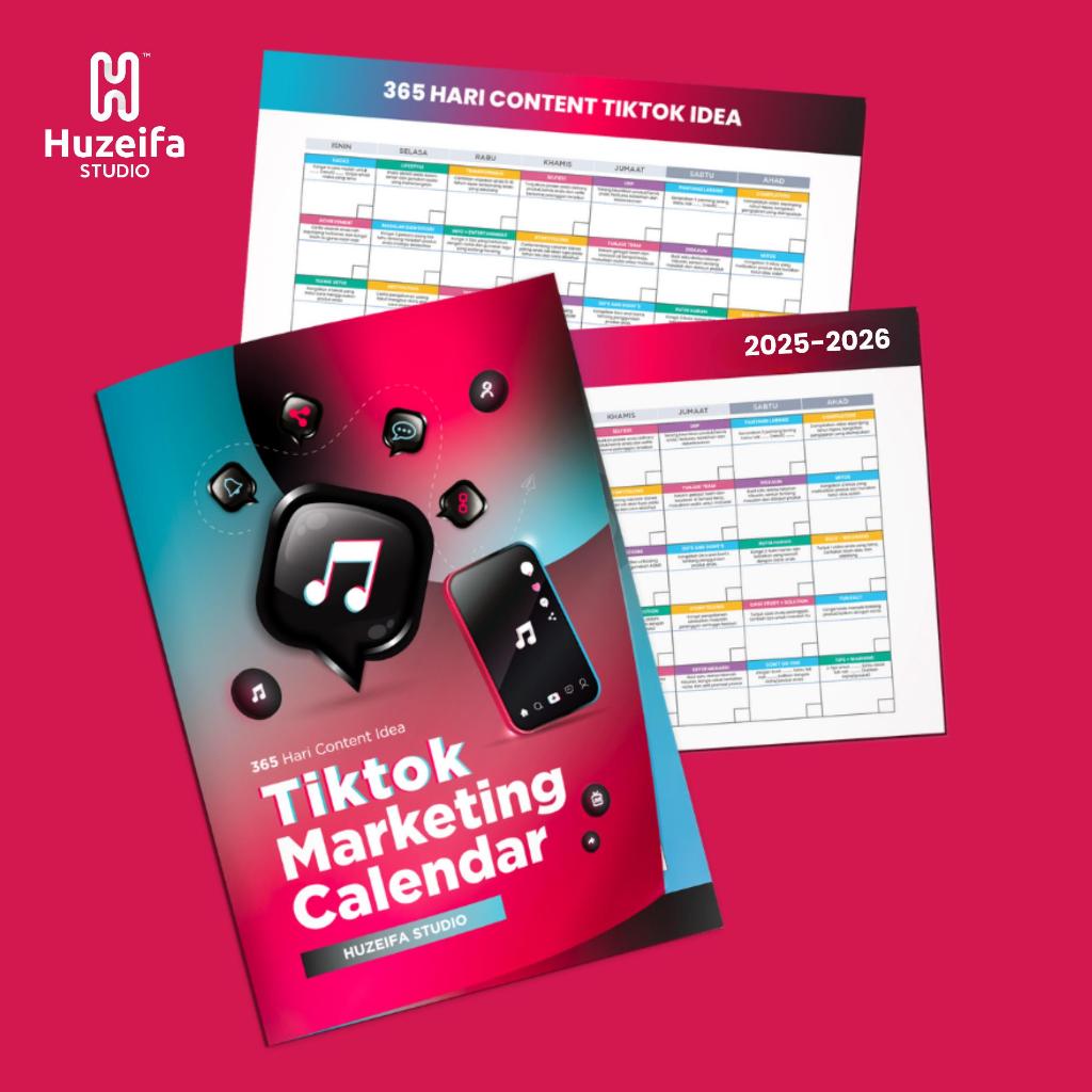 TikTok Marketing Calendar 2025-2026 | Buku Idea Content 365 Hari untuk Bisnes | Huzeifa Studio