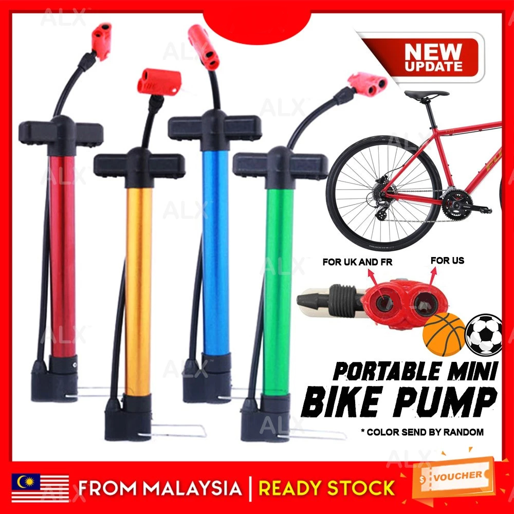 Bicycle Pump Pam Tayar Basikal Portable Bike Pump Pam DIY Dual Head Pam Angin Bola Hand Pump Tire Pam Motor 脚车轮胎充