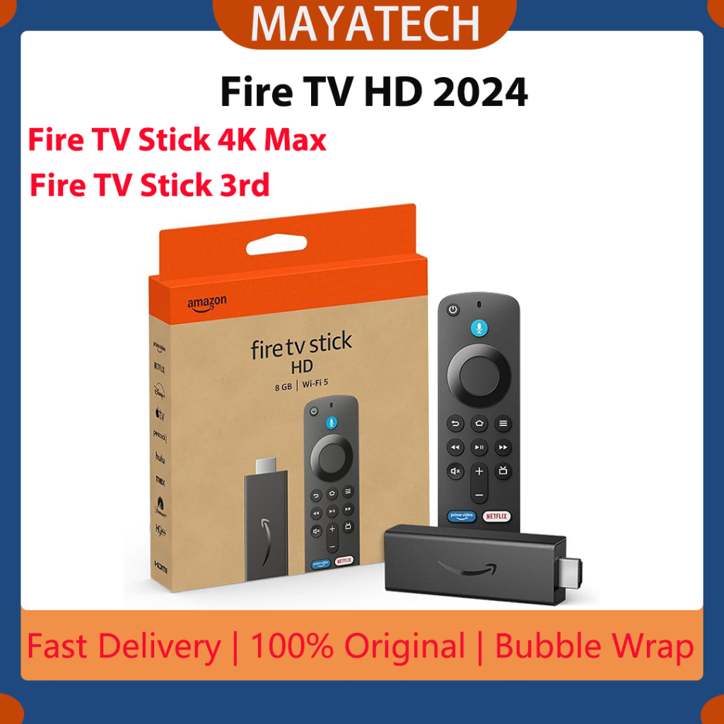 【Ready stock】Fire TV Stick 4K Max streaming device, Wi-Fi 6, Alexa Voice Remote/Fire TV HD 2024/Fire TV Stick 3rd