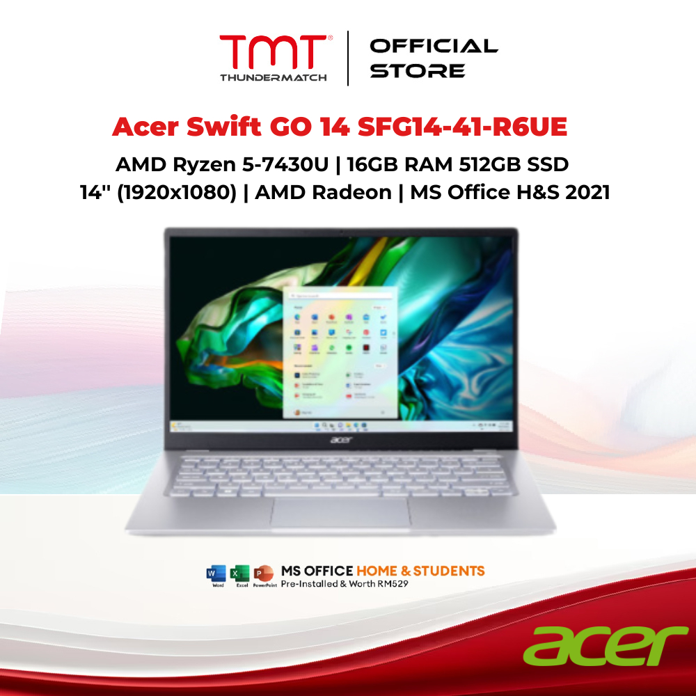 Acer Swift GO 14 SFG14-41-R6UE Laptop | AMD Ryzen 5-7430U | 16GB RAM 512GB SSD | 14'' (1920 x 1080) 