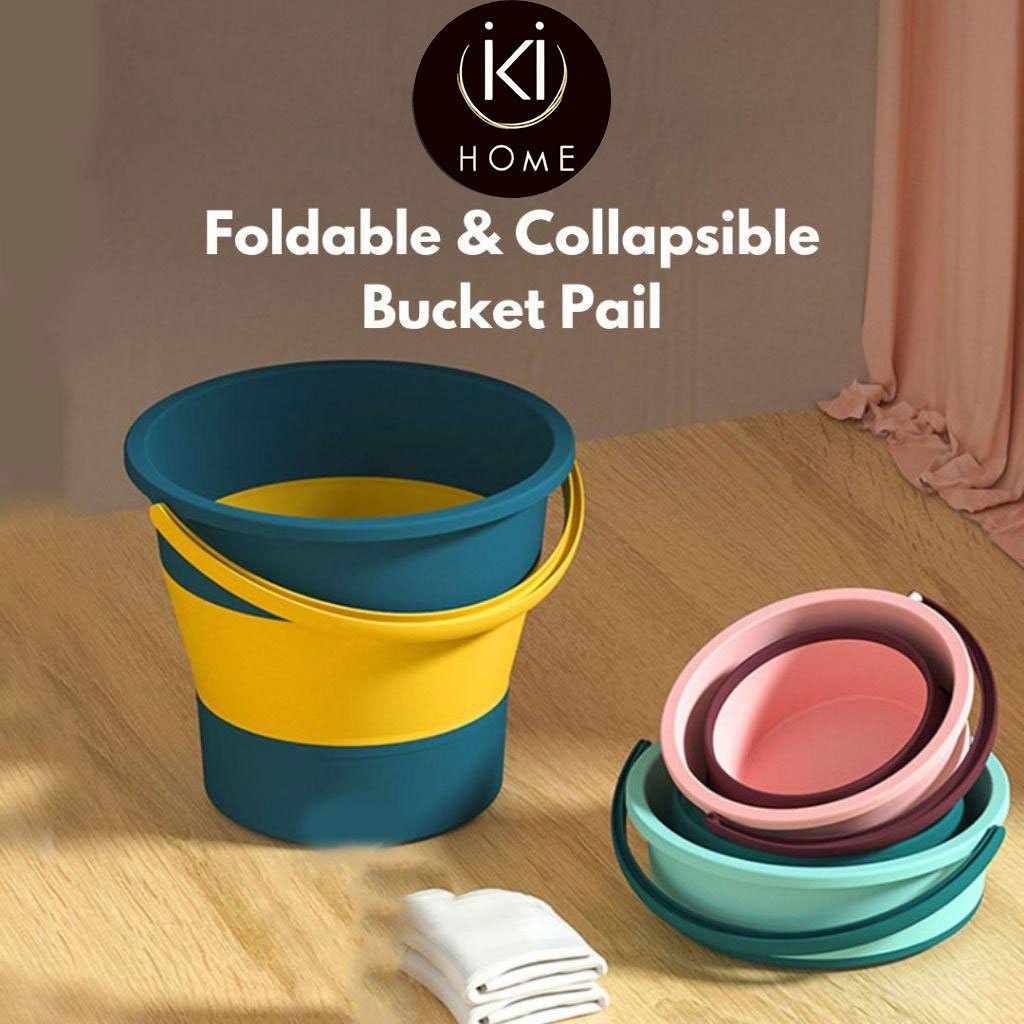 IKI Foldable Collapsible Portable Water Bucket with Handle Baldi Lipat Collapsible Pail 折叠水桶  Baldi Kecil Camping Tong