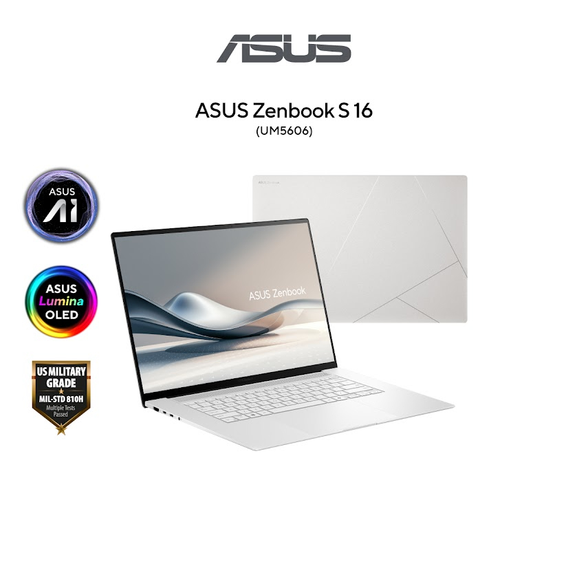 ASUS Zenbook S 16 OLED UM5606W-ARJ108WMS Laptop | AMD Ryzen AI 9 HX 370 | 32GB RAM 1TB SSD | 16" (28