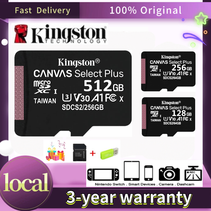 Kingston Micro SD Card 32GB/64GB/128GB/256GB Original Kingston 100MB/s Class 10 Memory Card TF Card for Smartphone CCTV
