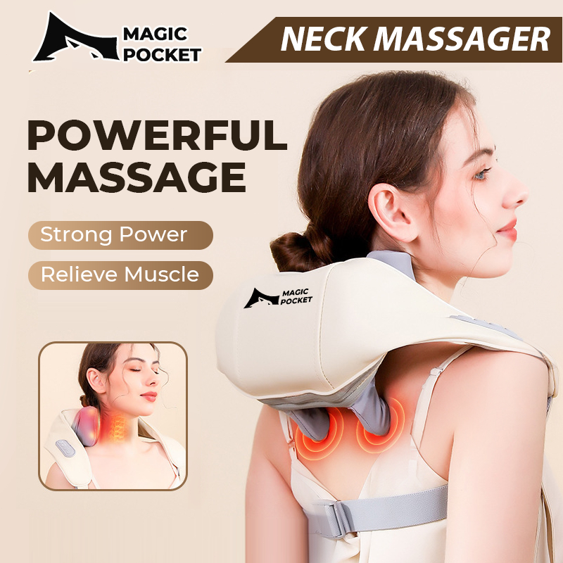Multi Angle Shoulder Neck Massager Wireless Mesin Urut Hands-free Clamp Kneading Muscle