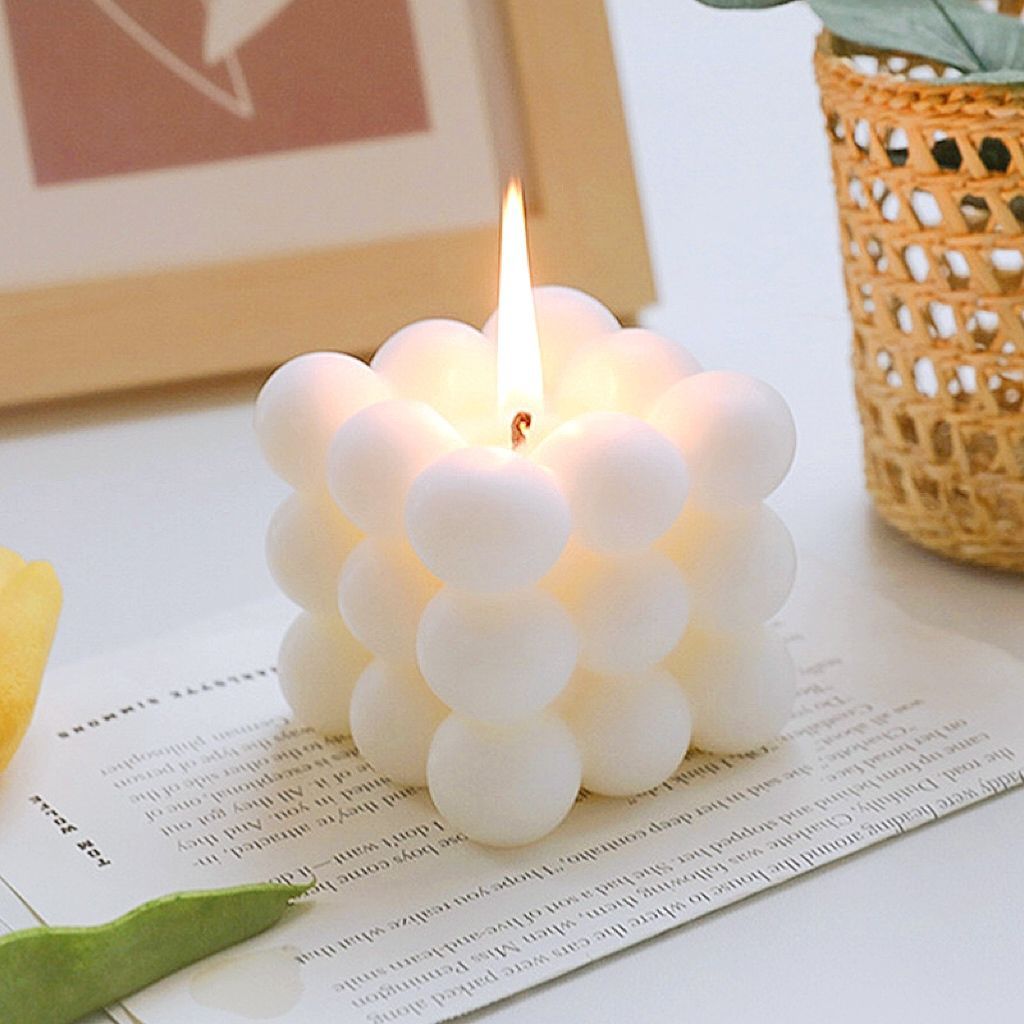 FL Lifestyle Bubble Cube Candle Soy Wax Aesthetic Props Romantic Scented Home Decor Unique Modern Design Relaxation