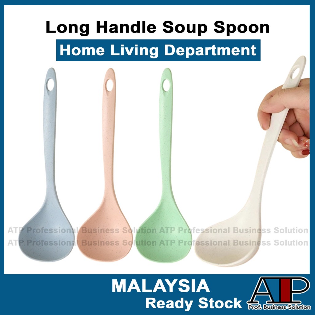 PantryEco-Friendly Long Handle Soup Spoon Tableware Wheat Straw Soup Ladle Large Spoon Kitchen Tools Senduk Sup 小麦秸秆汤勺