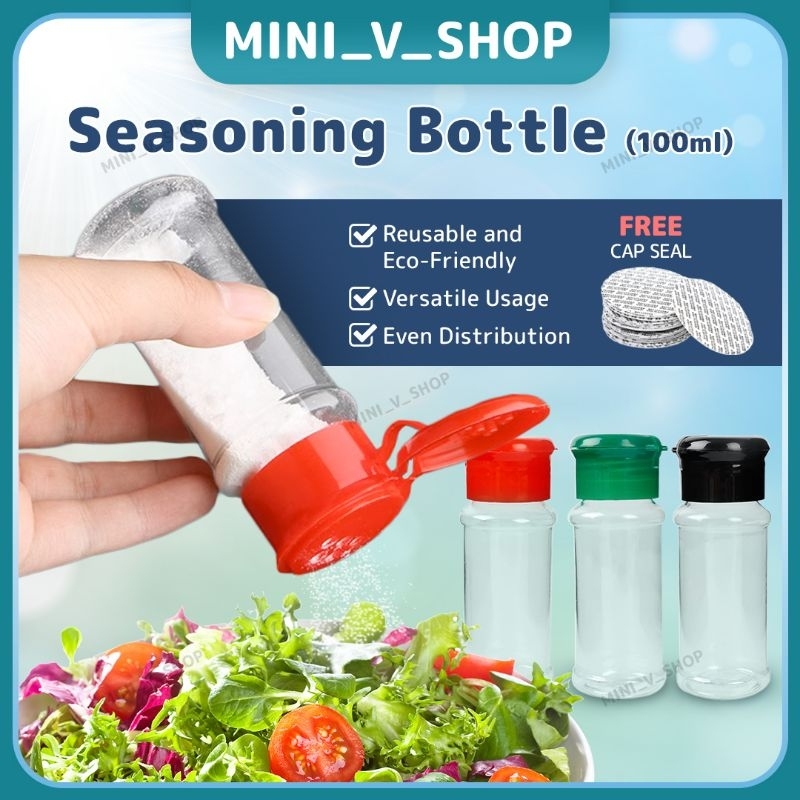100ml Balang Rempah / Balang Herba Spice Jar Herbs Jar Plastic Empty Jar with Gasket for Cap Seal Seasoning Bottle