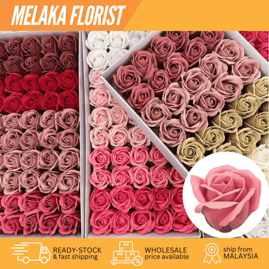 (50PCS) 3 LAYER Rose Soap Flower With Base Fragrant Scent Bouquet Artificial Home Decor Bunga Sabun Wangi 玫瑰肥皂花香皂花