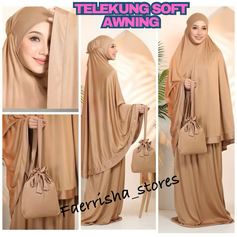 Telekung Sasa Soft Awning Lembut Selesa FREE Beg Uncang | Telekung Travel