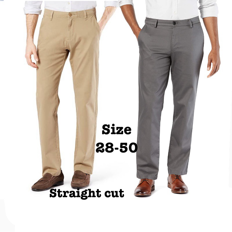 Cotton STRAIGHT CUT seluar Slack kain gettah 28-50 ready stock