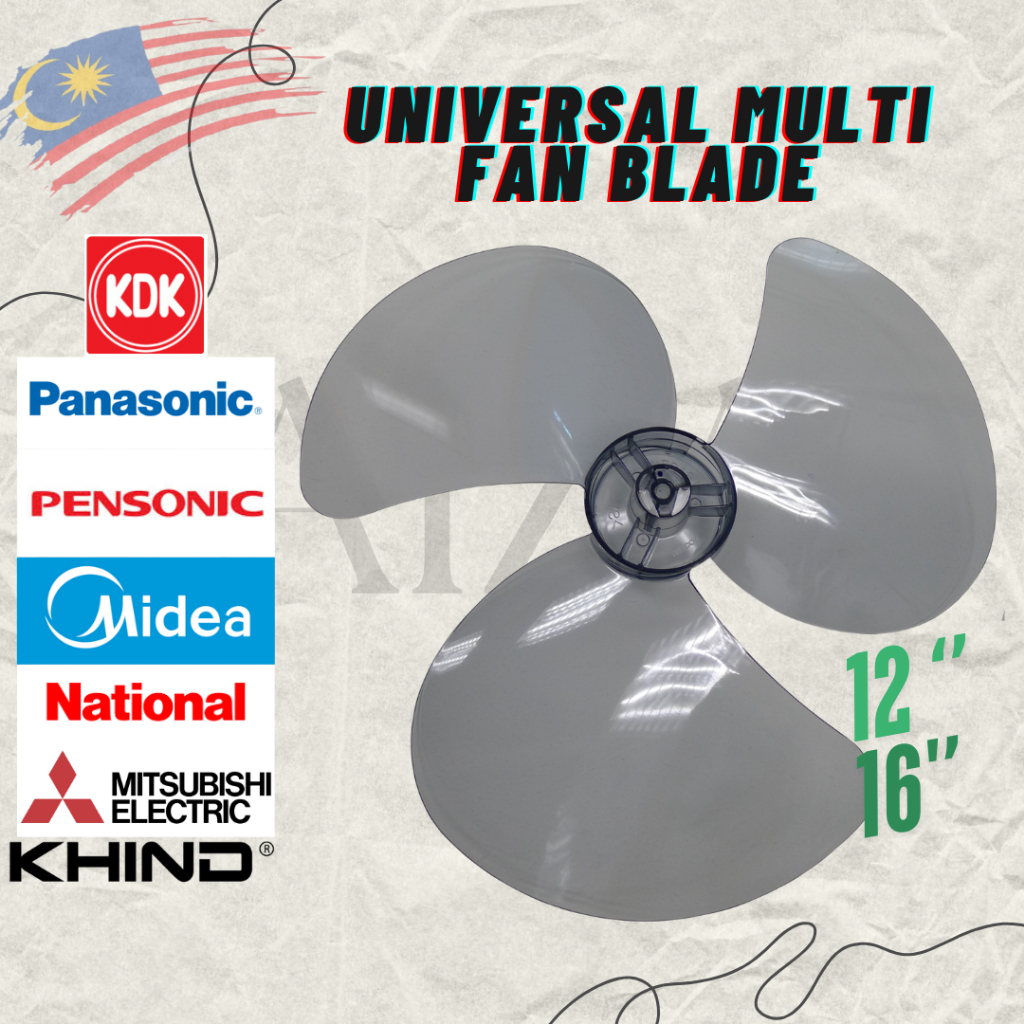 Panasonic & KDK Fan Blade (8mm) 12''&16'' (Daun Kipas)Wall fan/Stand fan/Floor Fan/Auto Fan/Table