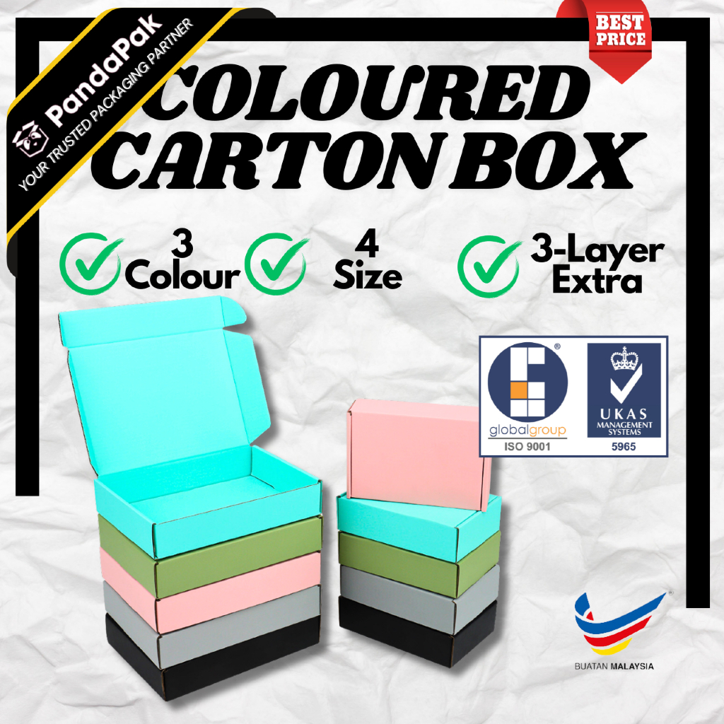 PANDAPAK Plain Color Gift Box Pizza Box Packaging Box 飞机盒 Colour Box Kotak Packaging Carton Box 纸箱