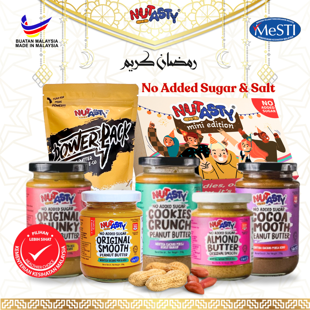 NUTASTY PEANUT BUTTER AND ALMOND BUTTER NO SUGAR - MENTEGA KACANG DAN BADAM TANPA GULA HOMEMADE MALAYSIA 花生酱不加糖