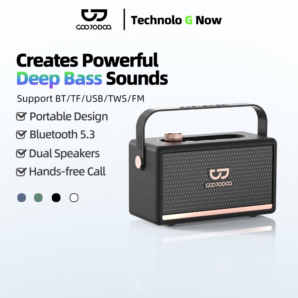 GOOJODOQ Bluetooth speaker Dual Speakers Bluetooth 5.3 Support BT/TF/USB/TWS/FM