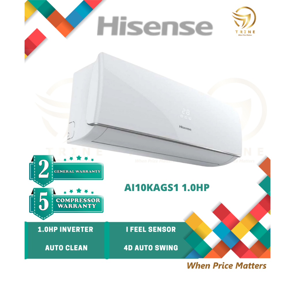 [NUR] Hisense R32 Inverter Air Conditioner AI10KAGS1 / Hisense Non-Inverter Aircond R32 AN10DBG / AN13DBG1 (1HP / 1.5HP)