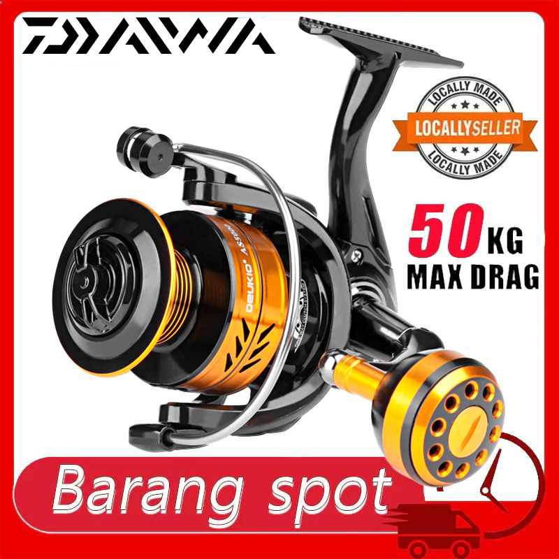 DAIWA Reel Spinning Fishing Reel Mesin Pancing Max Darg 50kg Trolling Carp Metal Metal Handle