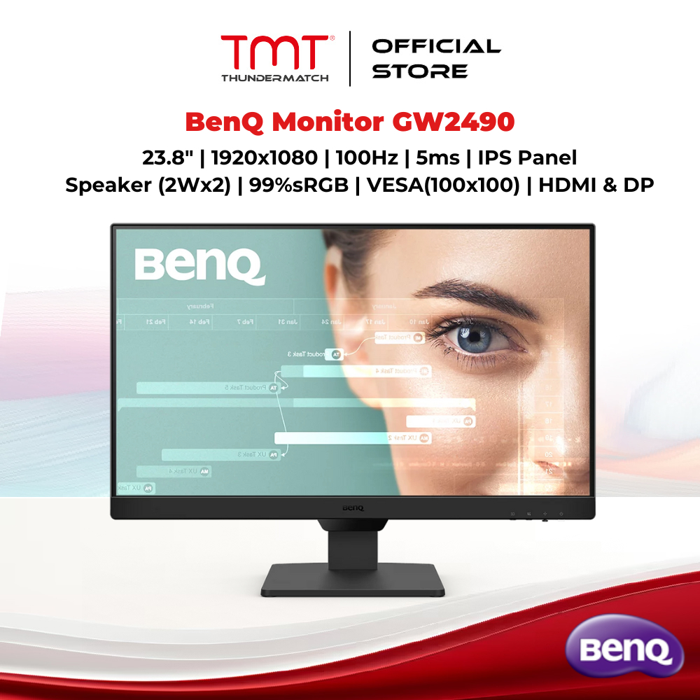 BenQ Monitor GW2490 | 23.8" | 1920x1080 | 100Hz | 5ms | IPS Panel | Speaker (2Wx2) | 99%sRGB | VESA 